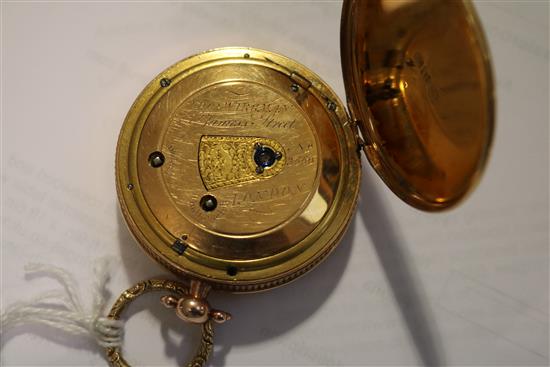 An 18ct gold open faced gentlemans pocket watch, Thomas Wingman, St Jamess Street, London, No.3660, diam. 5.4cm